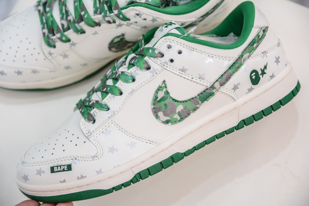 Bape x Nike Dunk Low 米绿迷彩勾   DQ1098-349