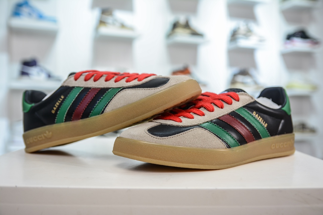 纯原版本 古驰Gucci x 阿迪达斯Adidas Originals Gazelle”Esquisite Gucci”羚羊系列低帮复古百搭休闲运动板鞋