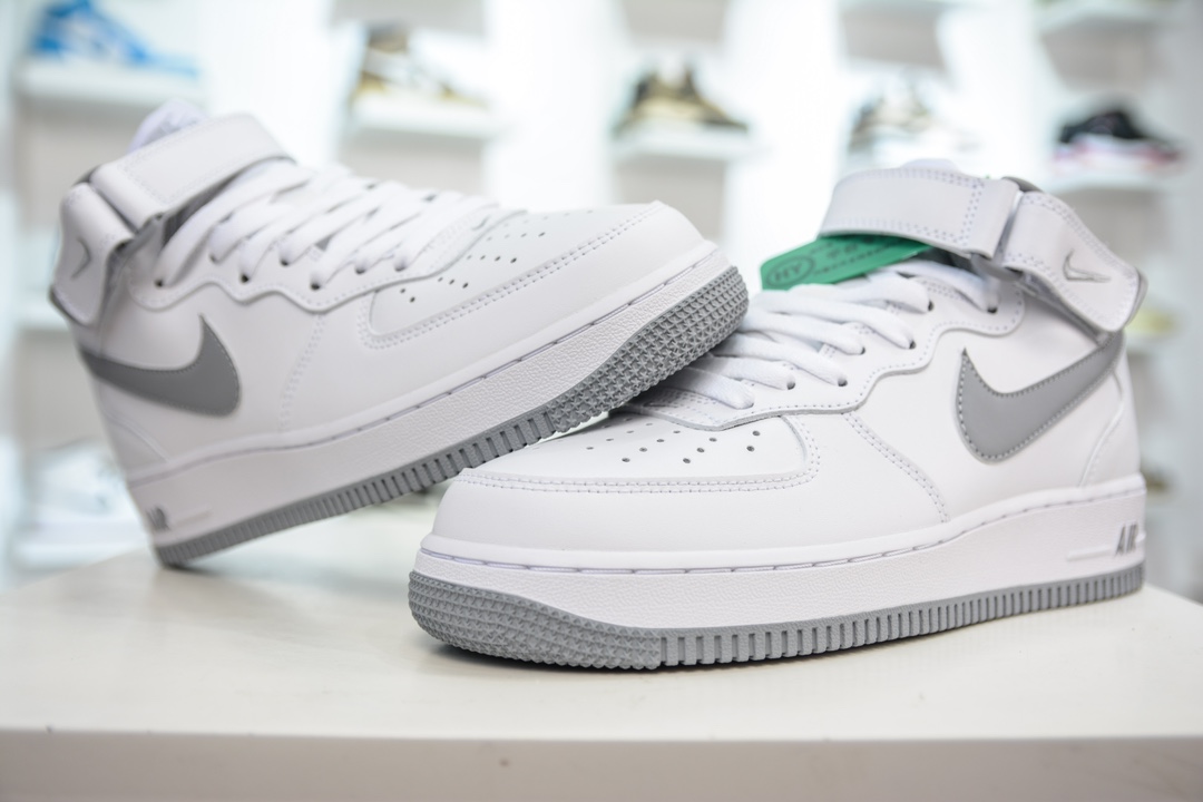 HY版纯原 Nike Air Force 1 Mid 07 ”White/Metallic” 白灰  DV0806-100