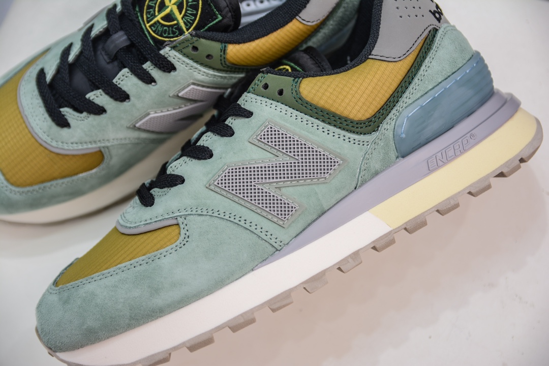 Stone Island x NB新百伦New Balance U574升级版系列低帮复古休闲运动慢跑鞋“石头岛联名军绿灰”U574LGST