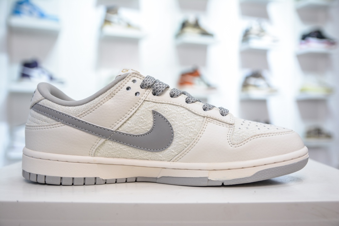 Nike SB Dunk Low“古驰联名——米白藏青勾织布” 周年高端定制低帮休闲板鞋 DQ1098-372