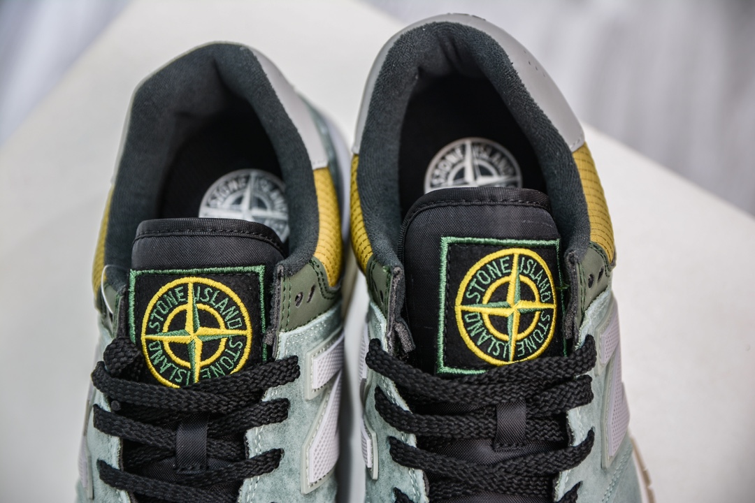 New Balance U574 x Stone Island 石头岛联名 棕绿 低帮复古休闲运动慢跑鞋 U574LGTN