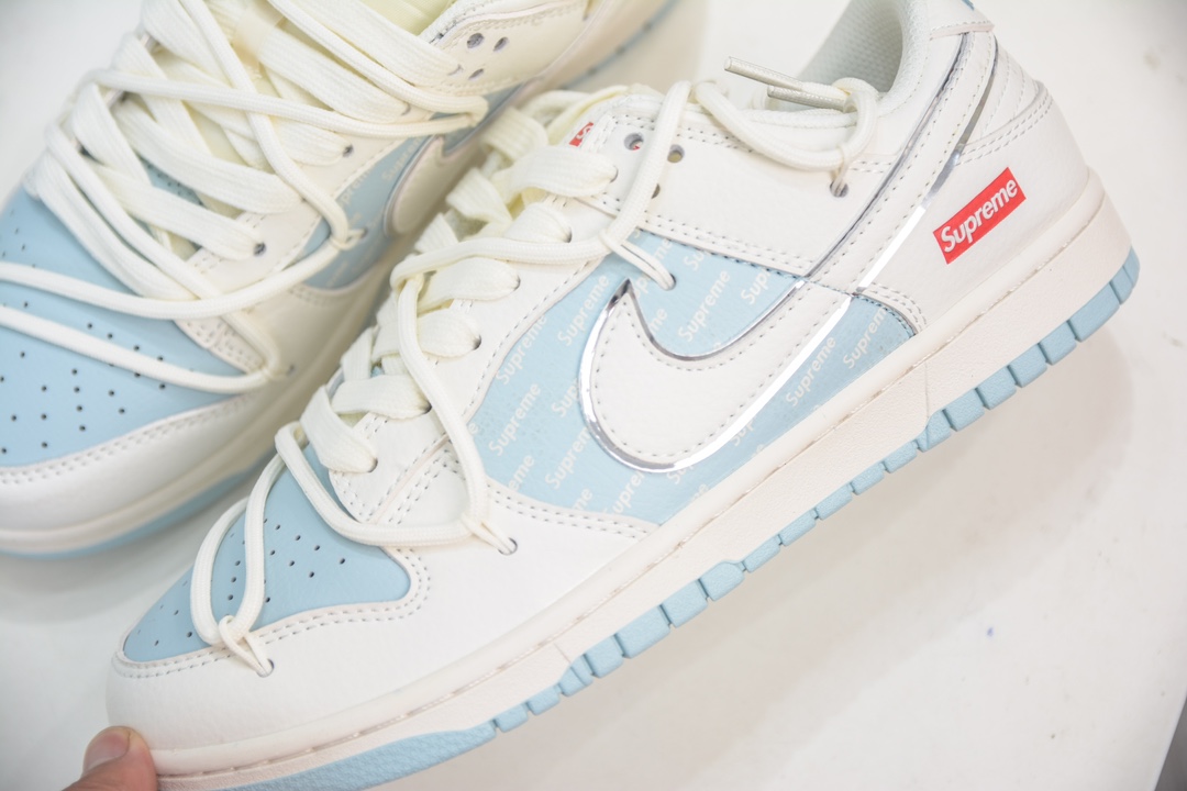 Nike SB Dunk Low x Supreme 联名解构抽绳鞋带 白蓝 JJ5688-107