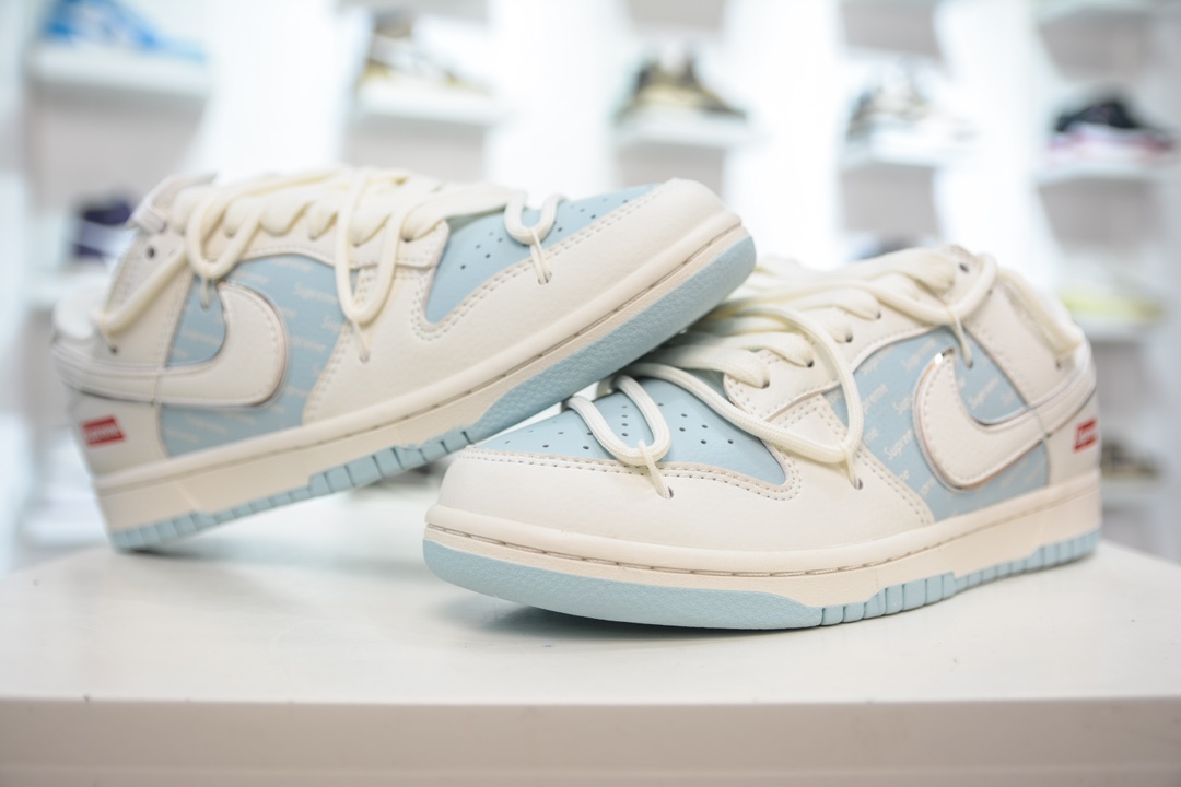 Nike SB Dunk Low x Supreme 联名解构抽绳鞋带 白蓝 JJ5688-107