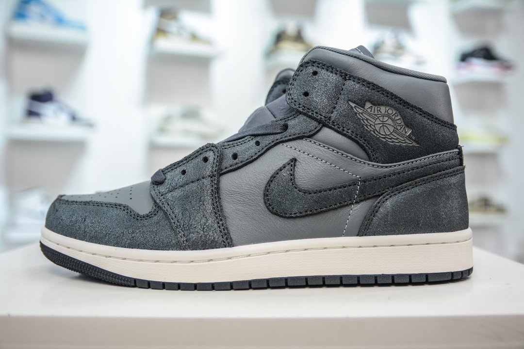 DT纯原 Air Jordan AJ1 Mid 烟灰色中帮配色 FJ3448-001