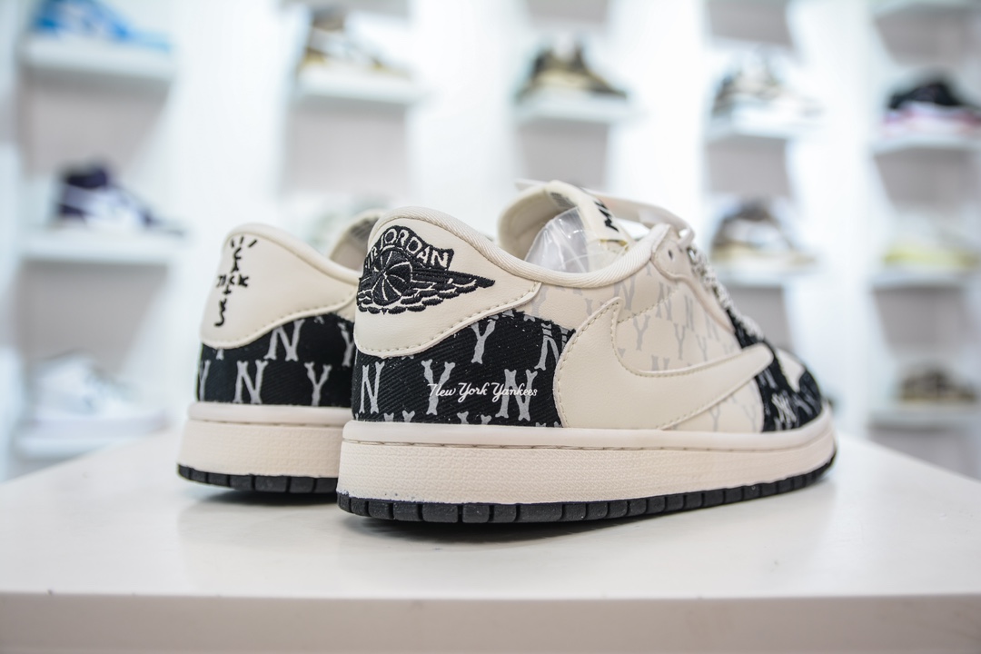 TS x Air Jordan AJ1 Low x MLB 倒钩低帮联名定制配色 NY黑印花 SJ2068-104