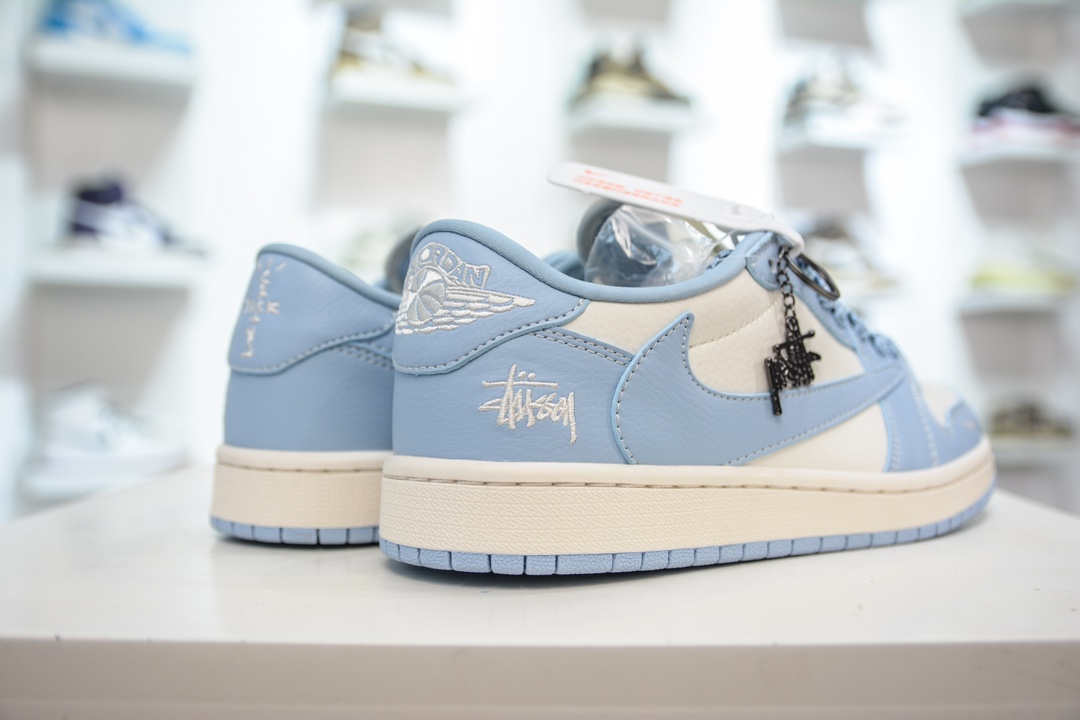 TS x Air Jordan AJ1 Low X Stussy 低帮联名斯图西联名-白蓝 BB6588-101