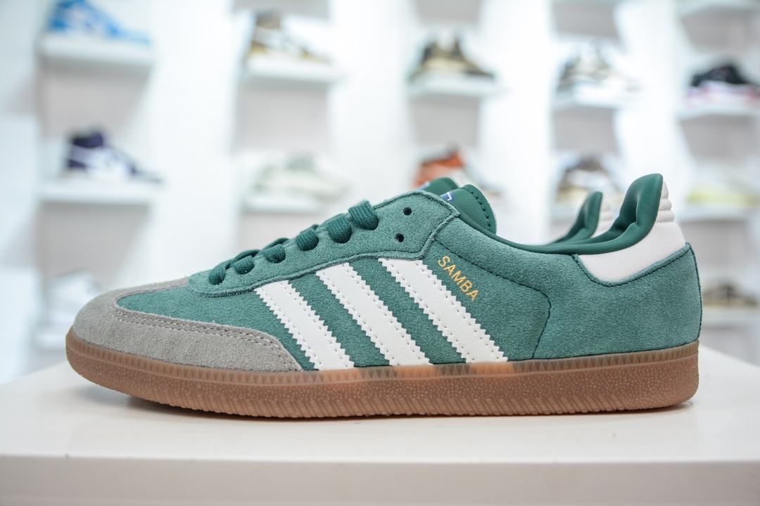 adidas originals Samba OG 翻毛白绿灰 ID2054