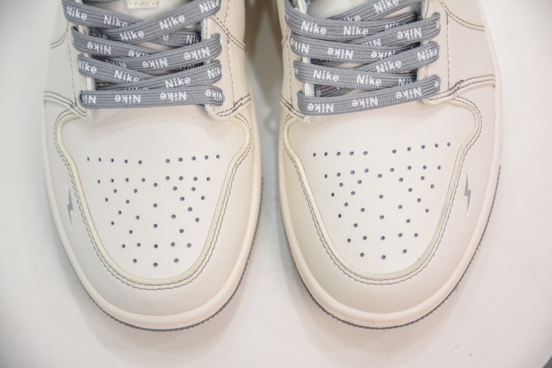 Air Jordan AJ1 Low x Fragment Design 闪电藤原浩联名 米白灰 CF3688-020