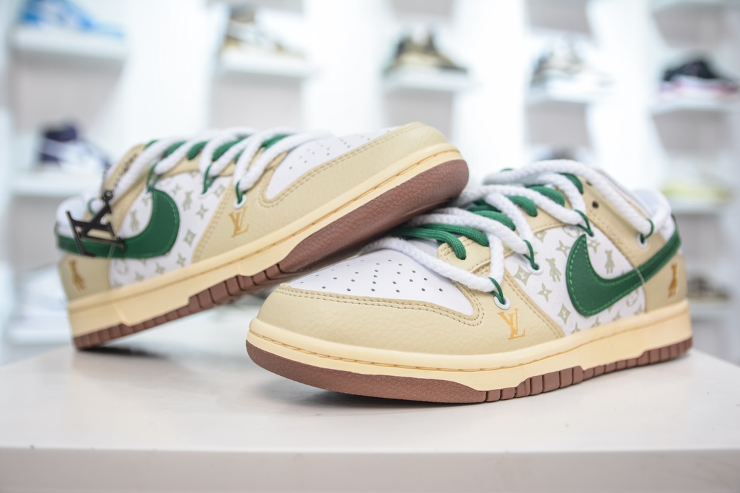 NK SB Dunk Low LV联名 解构绑带 米黄绿暴力熊 SJ2068-246