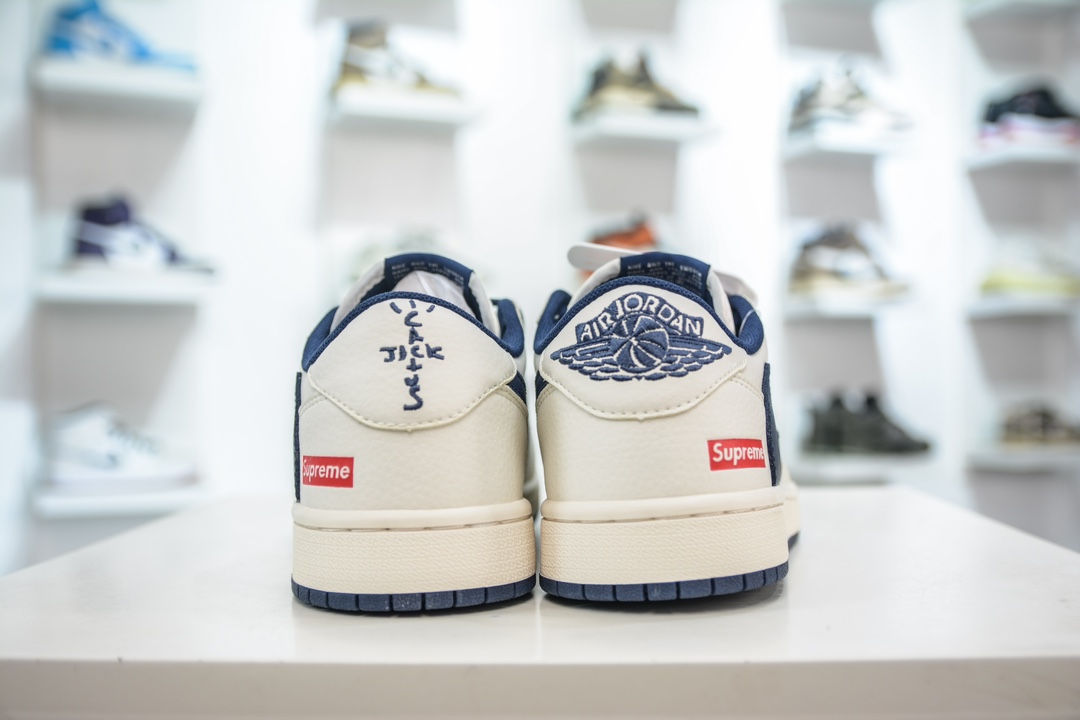 TS x Air Jordan AJ1 Low X Supreme 倒钩低帮联名斯图西定制配色 米白军绿 XZ1168-001