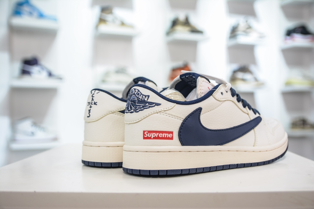 TS x Air Jordan AJ1 Low X Supreme 倒钩低帮联名斯图西定制配色 米白军绿 XZ1168-001