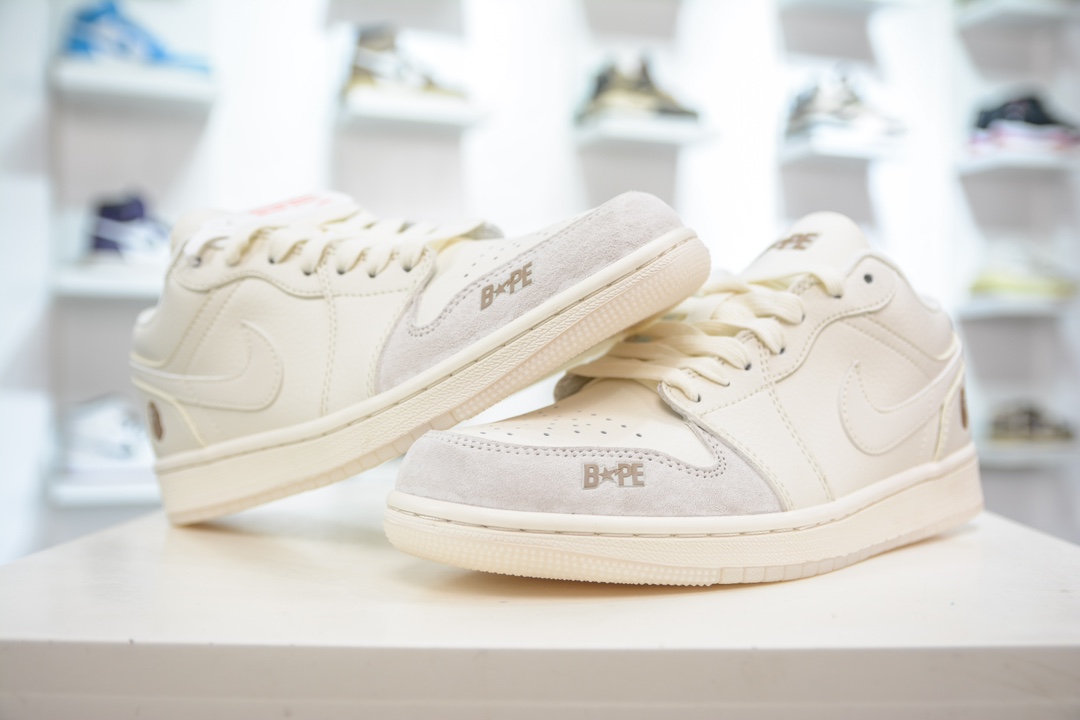 Air Jordan AJ1 Low x Bape Bape联名 米白定制配色 LJ6688-002