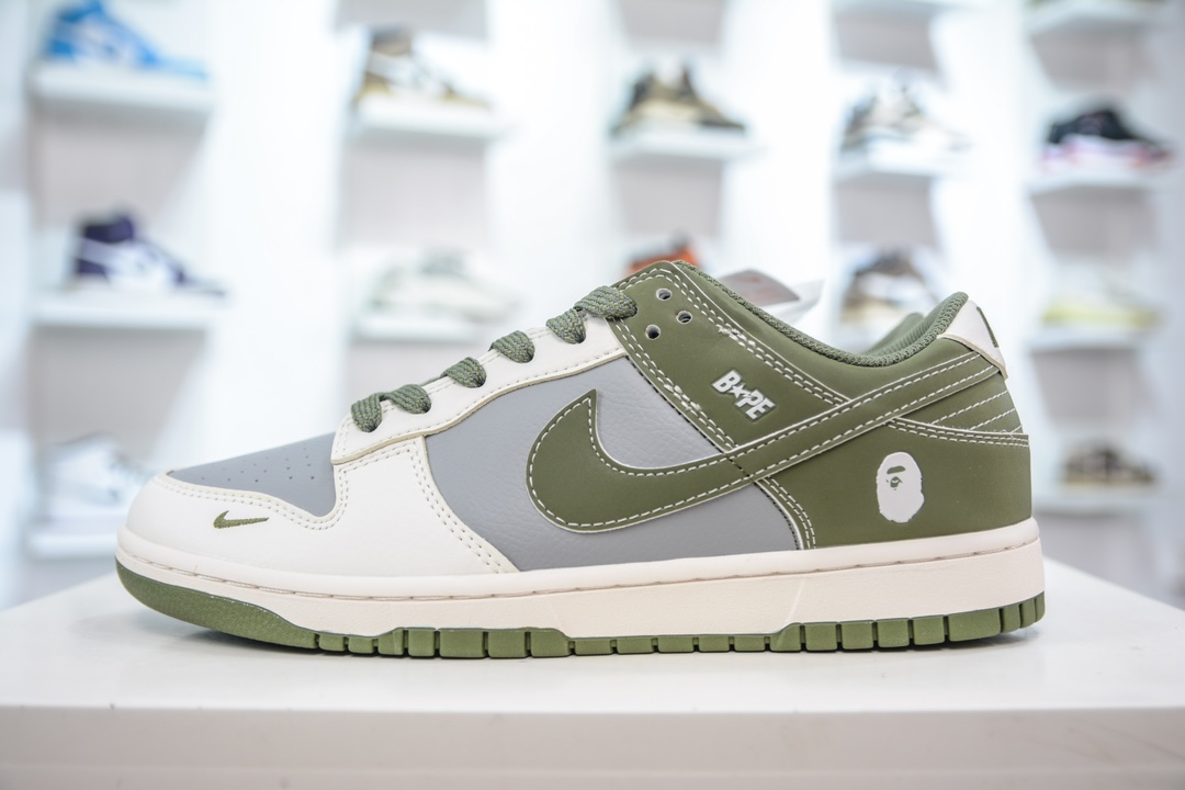 Bape x Nike Dunk Low Bape联名 墨绿灰 BB8969-004