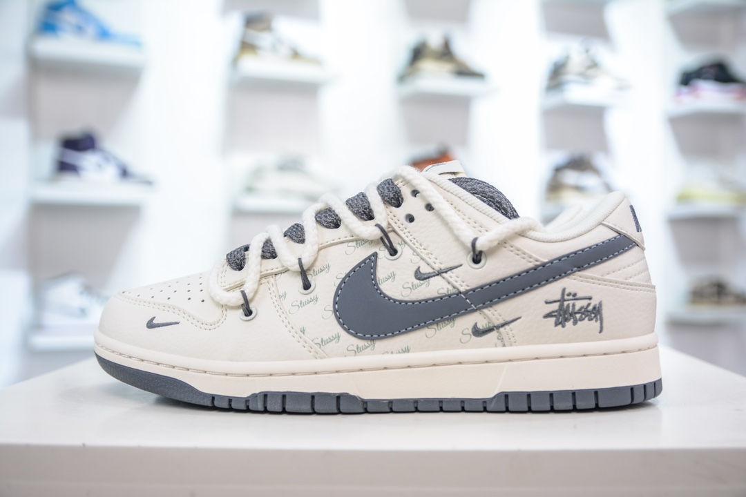 NK SB Dunk Low x Stussy 米白灰双钩绑带 SJ2068-275