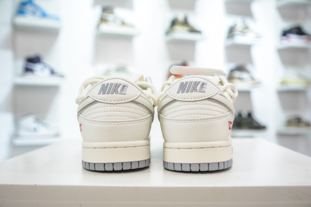 Nike SB Dunk Low x Supreme 联名解构抽绳鞋带米白灰 JJ5688-106