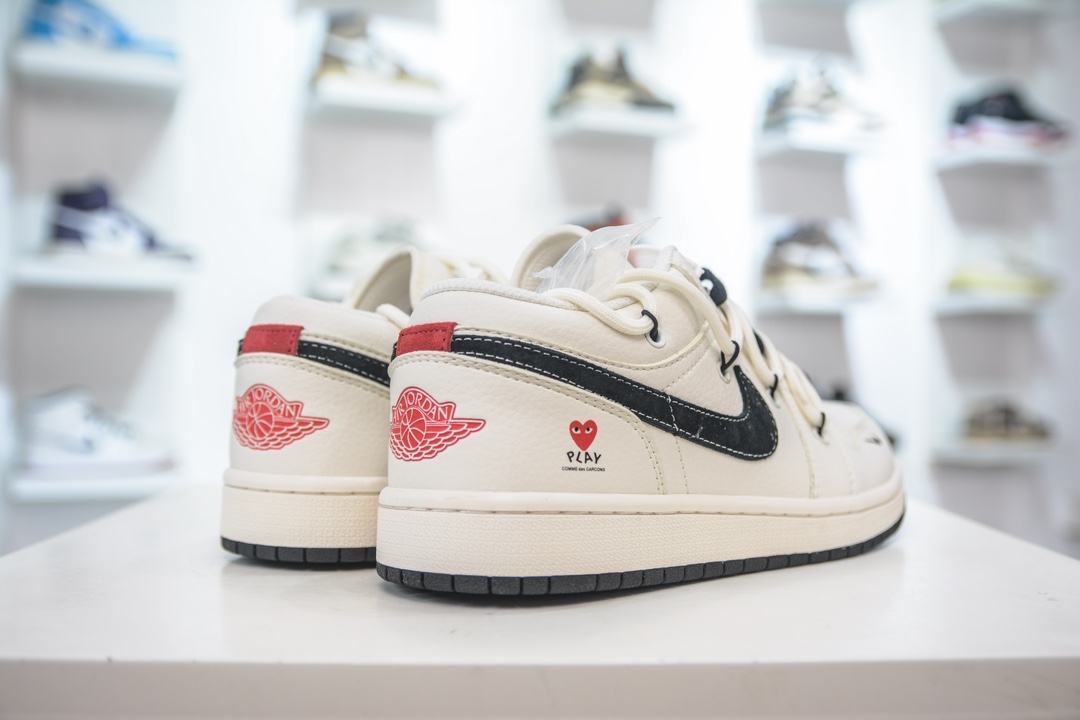 Air Jordan AJ1 Low X Comme des Garcons 川久米白黑绑带 SJ9950-014