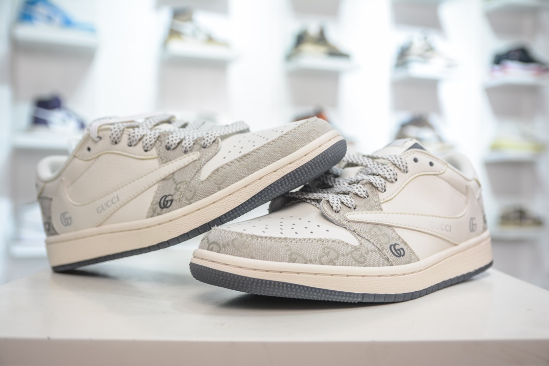 TS x Air Jordan AJ1 Low X GUCCI 倒钩低帮联名GUCCI 白灰 XZ1658-002