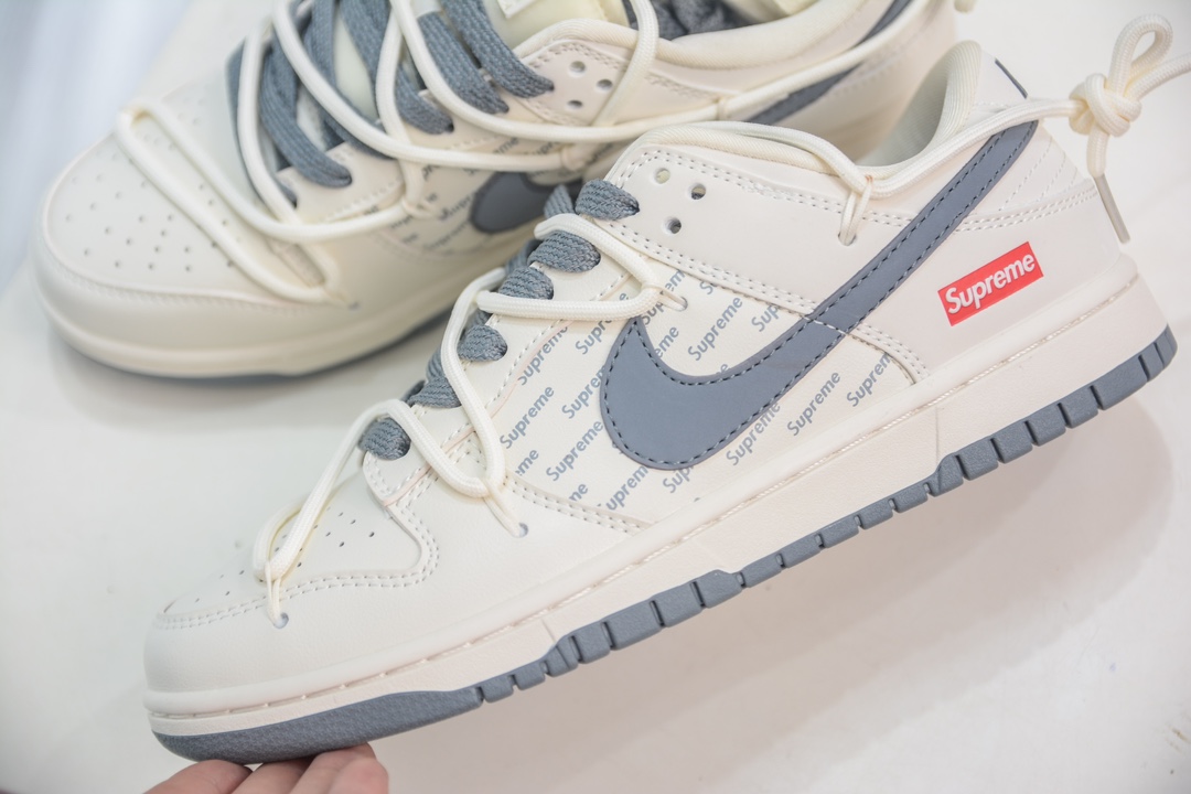 Nike SB Dunk Low x Supreme 联名解构抽绳鞋带 陨石灰刻字 JJ5688-109