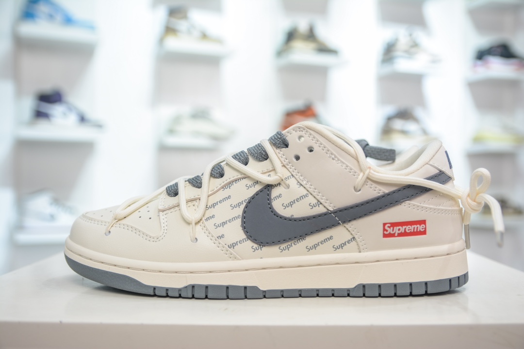 Nike SB Dunk Low x Supreme 联名解构抽绳鞋带 陨石灰刻字 JJ5688-109