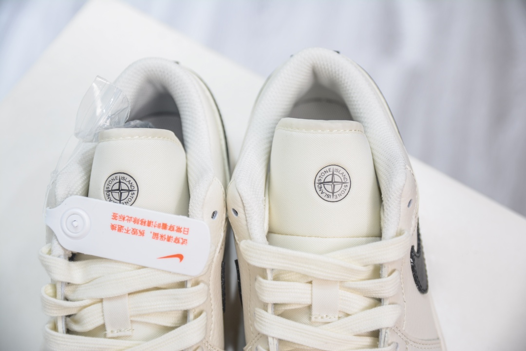 Air Jordan AJ1 Low x Stone Island 石头岛联名白黑定制配色 LJ6688-003