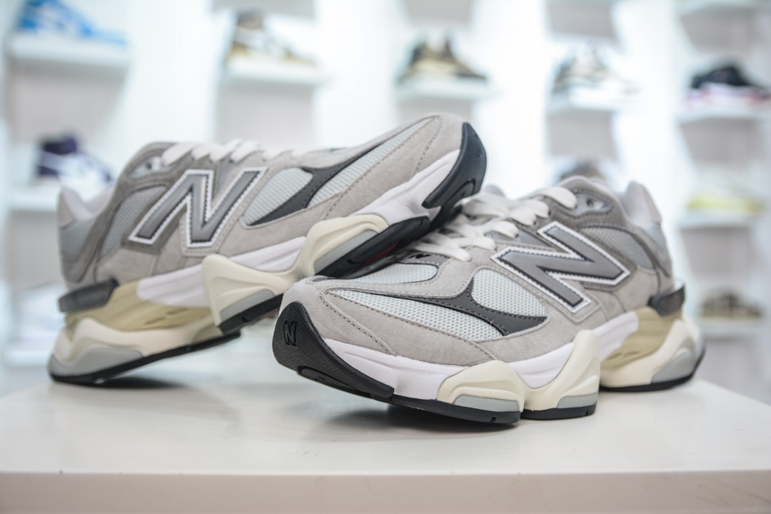 AY版纯原 New Balance NB9060系列 浅灰色 新百伦绒面耐磨透气低帮生活休闲鞋 U9060GRY