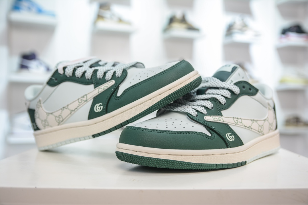 TS x Air Jordan AJ1 Low x Gucci 倒钩低帮联名定制配色 JJ5288-008