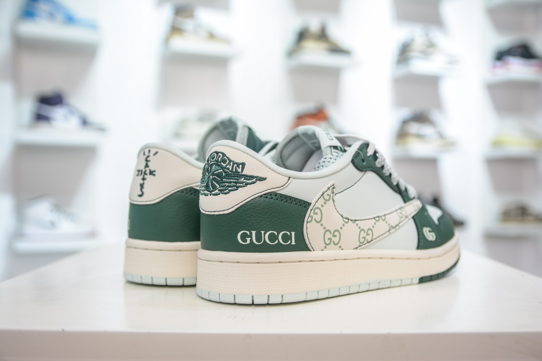 TS x Air Jordan AJ1 Low x Gucci 倒钩低帮联名定制配色 JJ5288-008