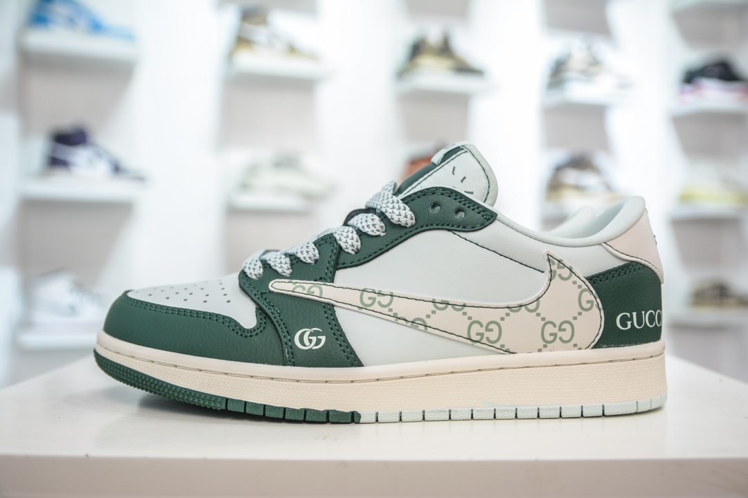 TS x Air Jordan AJ1 Low x Gucci 倒钩低帮联名定制配色 JJ5288-008