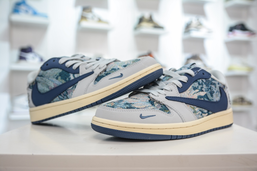 TS x Air Jordan x 陈冠希联名 深蓝扎染 AJ1 Low 倒钩低帮联名古驰 JH6088-707