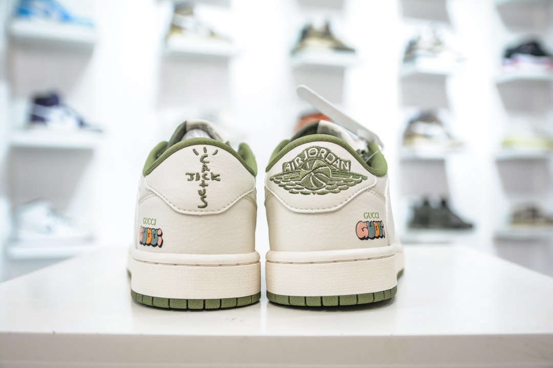 TS x Air Jordan AJ1 Low x Gucci 古驰联名-米白清新绿 DM6688-606