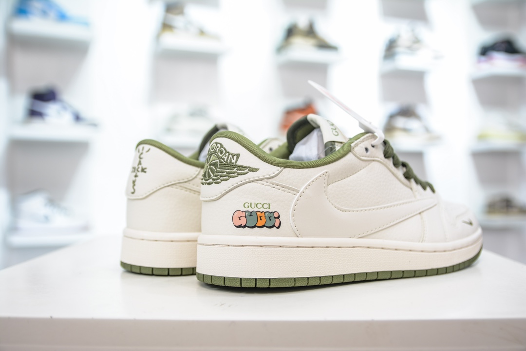 TS x Air Jordan AJ1 Low x Gucci 古驰联名-米白清新绿 DM6688-606