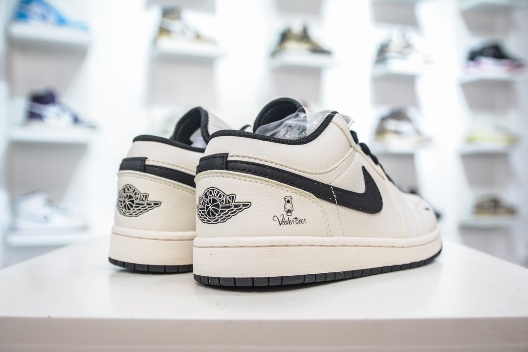 Air Jordan AJ1 Low 暴力熊联名-米黑小勾定制配色 SJ9950-009