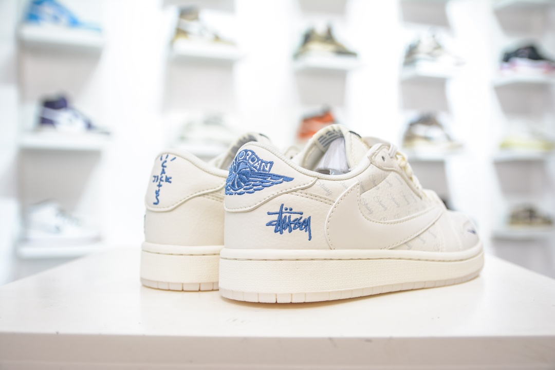 TS x Air Jordan AJ1 Low X Stuy 低帮斯图西联名-反转奶白蓝小钩 LJ5188-013