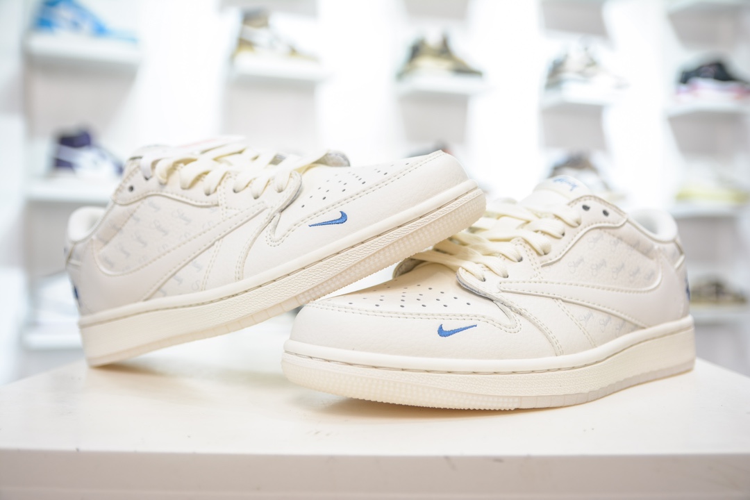 TS x Air Jordan AJ1 Low X Stuy 低帮斯图西联名-反转奶白蓝小钩 LJ5188-013