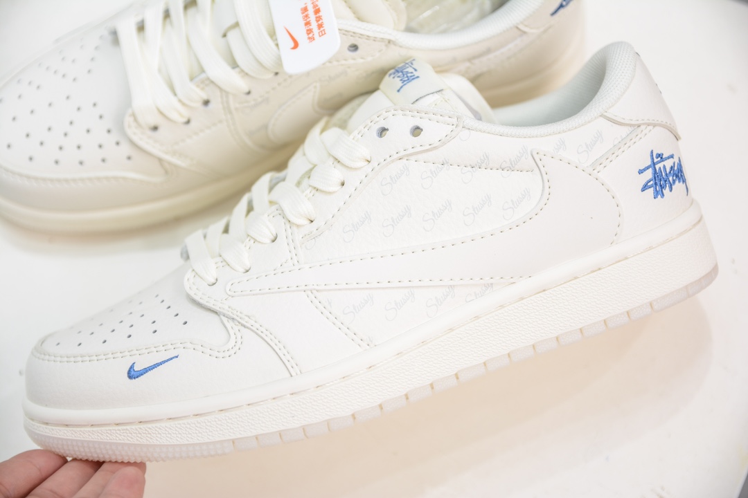 TS x Air Jordan AJ1 Low X Stuy 低帮斯图西联名-反转奶白蓝小钩 LJ5188-013