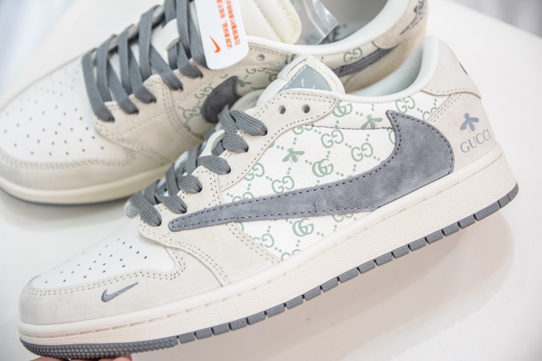 TS x Air Jordan AJ1 Low Gucci 倒钩低帮古驰联名定制配色 SJ2068-107