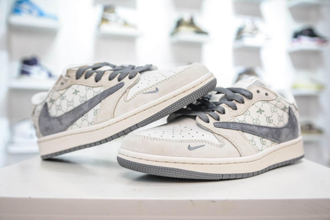 TS x Air Jordan AJ1 Low Gucci 倒钩低帮古驰联名定制配色 SJ2068-107