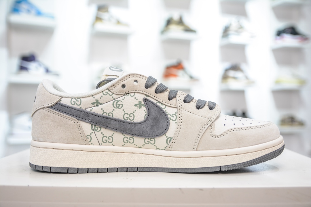 TS x Air Jordan AJ1 Low Gucci 倒钩低帮古驰联名定制配色 SJ2068-107