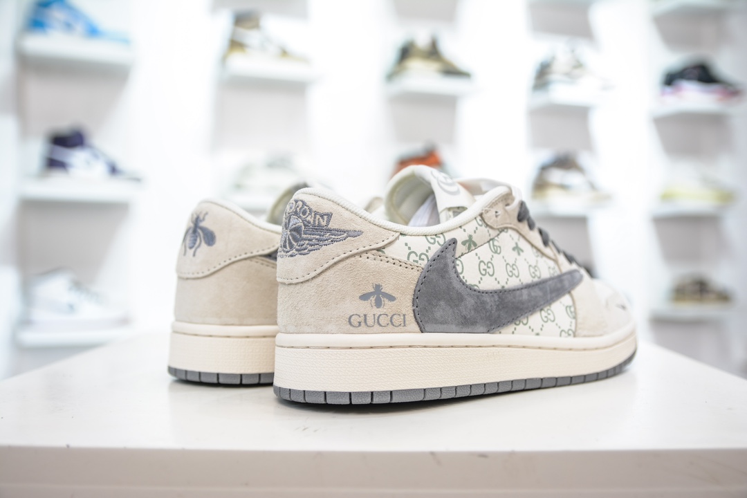 TS x Air Jordan AJ1 Low Gucci 倒钩低帮古驰联名定制配色 SJ2068-107