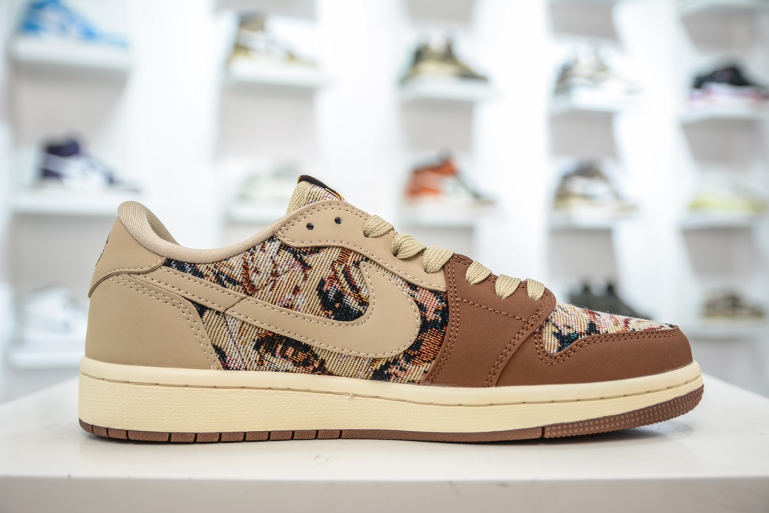 TS x Air Jordan x 陈冠希联名 摩卡棕针织 AJ1 Low 倒钩低帮联名古驰 JH6088-610