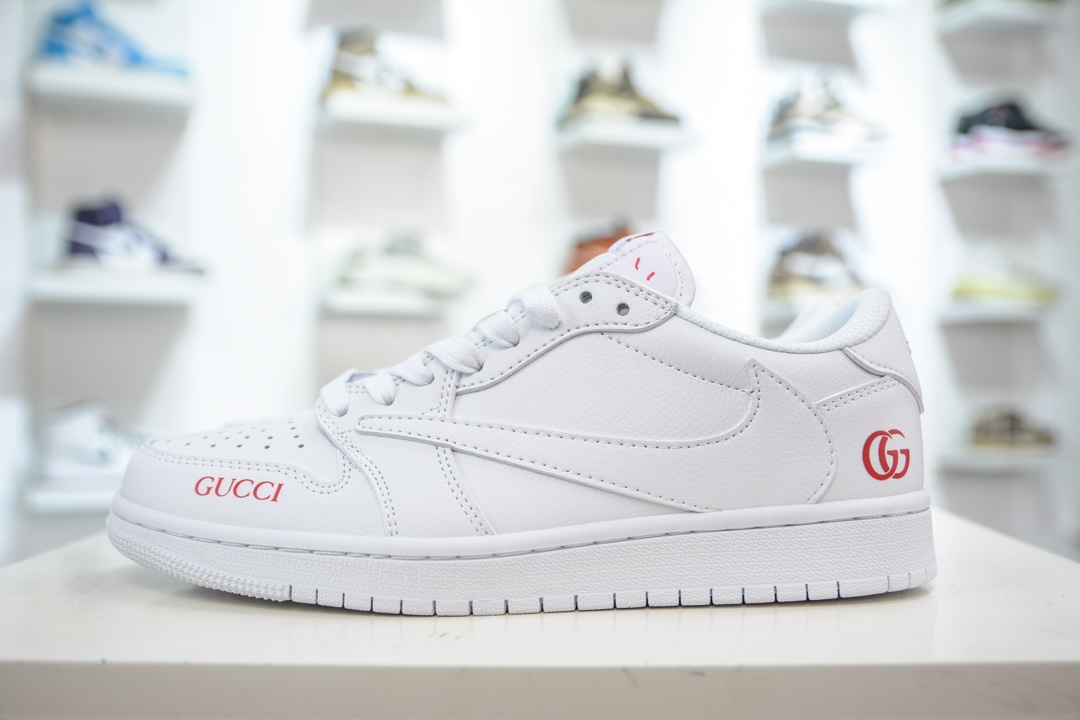 TS x Air Jordan x Gucci联名 全白 AJ1 Low 倒钩低帮联名古驰 LJ5188-014