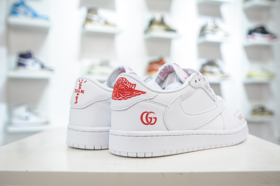 TS x Air Jordan x Gucci联名 全白 AJ1 Low 倒钩低帮联名古驰 LJ5188-014