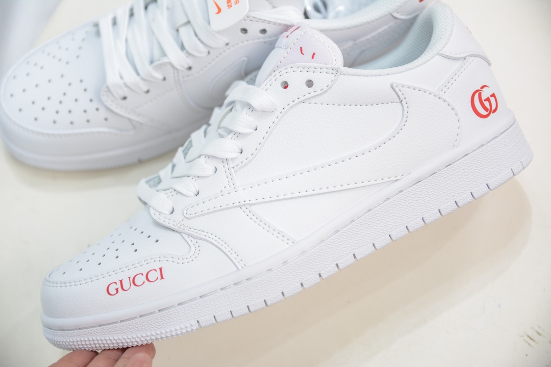 TS x Air Jordan x Gucci联名 全白 AJ1 Low 倒钩低帮联名古驰 LJ5188-014