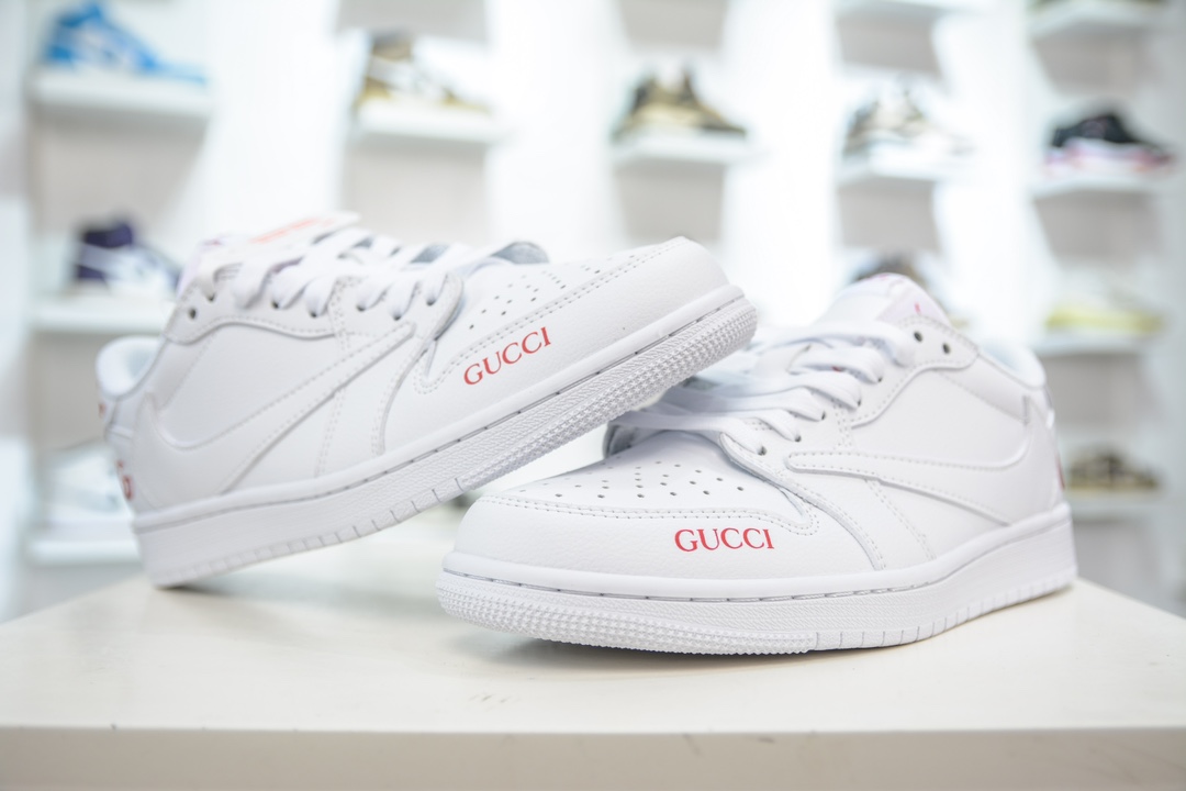 TS x Air Jordan x Gucci联名 全白 AJ1 Low 倒钩低帮联名古驰 LJ5188-014