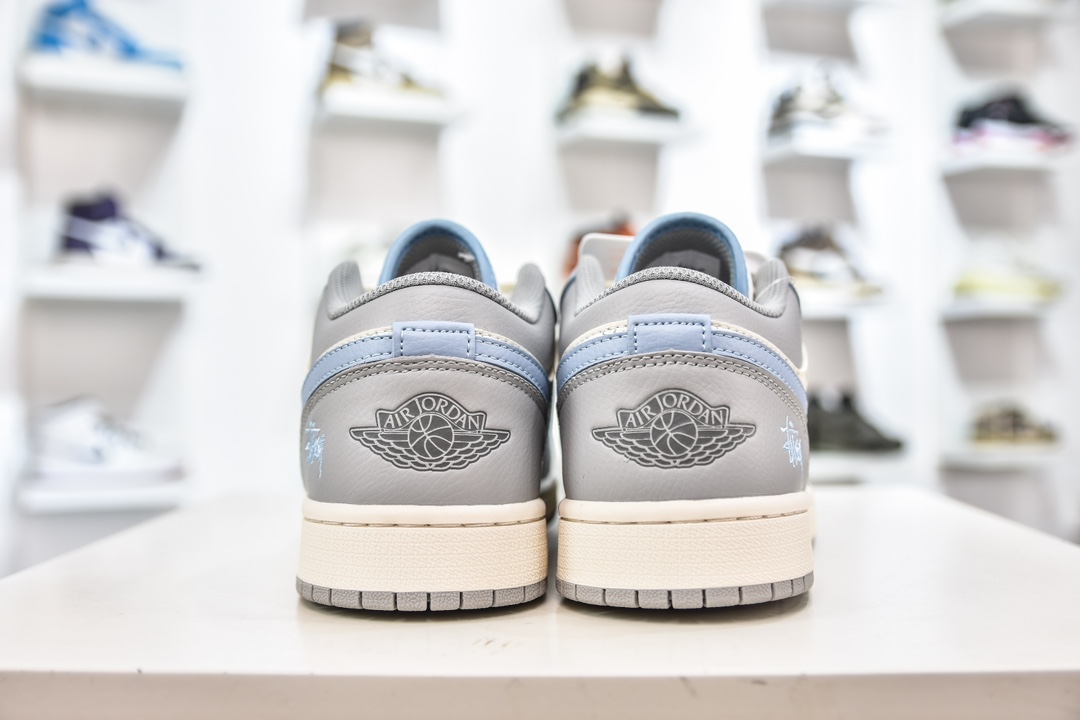 Air Jordan AJ1 Low X Stuy 低帮联名斯图西 灰蓝印花 JJ8688-007