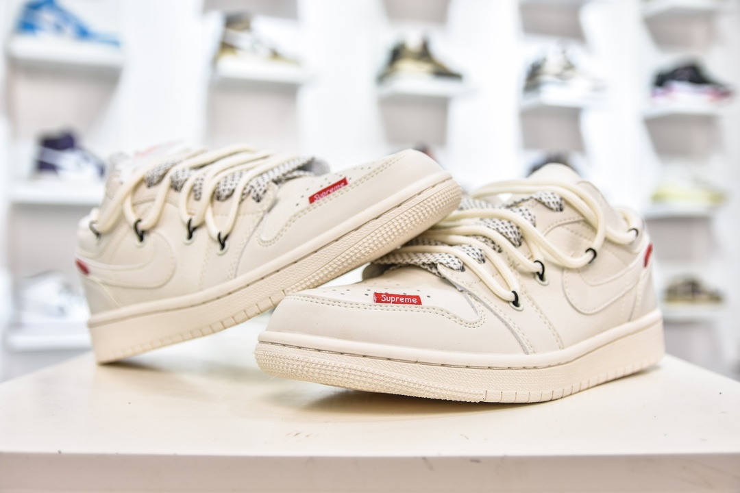 Jordan AJ1 Low X Supreme 米白红小标绑带满天星 SJ9950-017