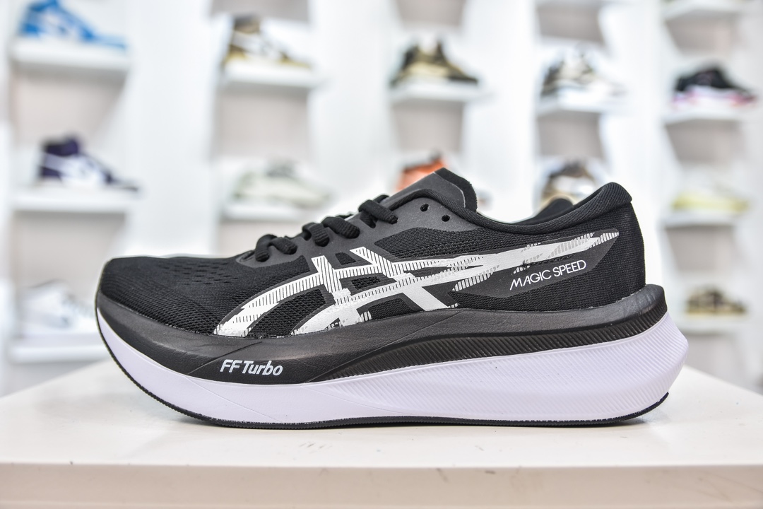 亚瑟士/Asics Magic Speed 4 ”Black White”魔力速度4代系列低帮竞透气缓震休闲运动跑步鞋 1011B704-001