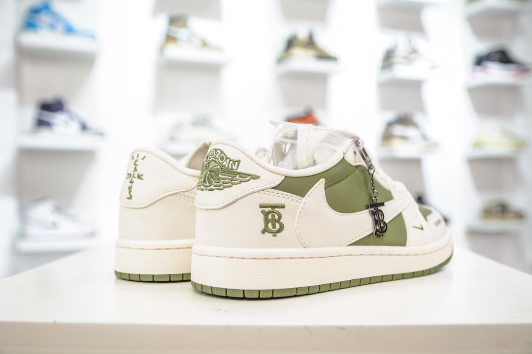 TS x Air Jordan AJ1 Low X BURBERRY 低帮联名巴宝莉 白绿   BB6588-311