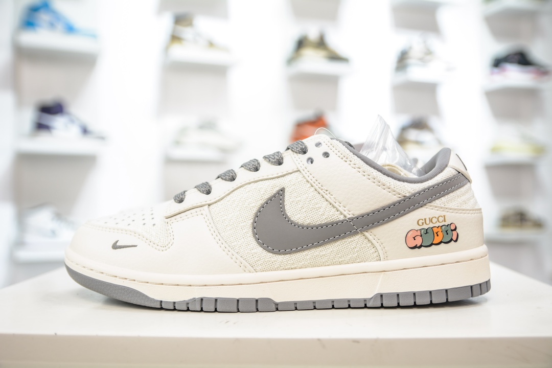 NK SB Dunk Low GUCCI联名 米白深灰勾   DQ1098-383